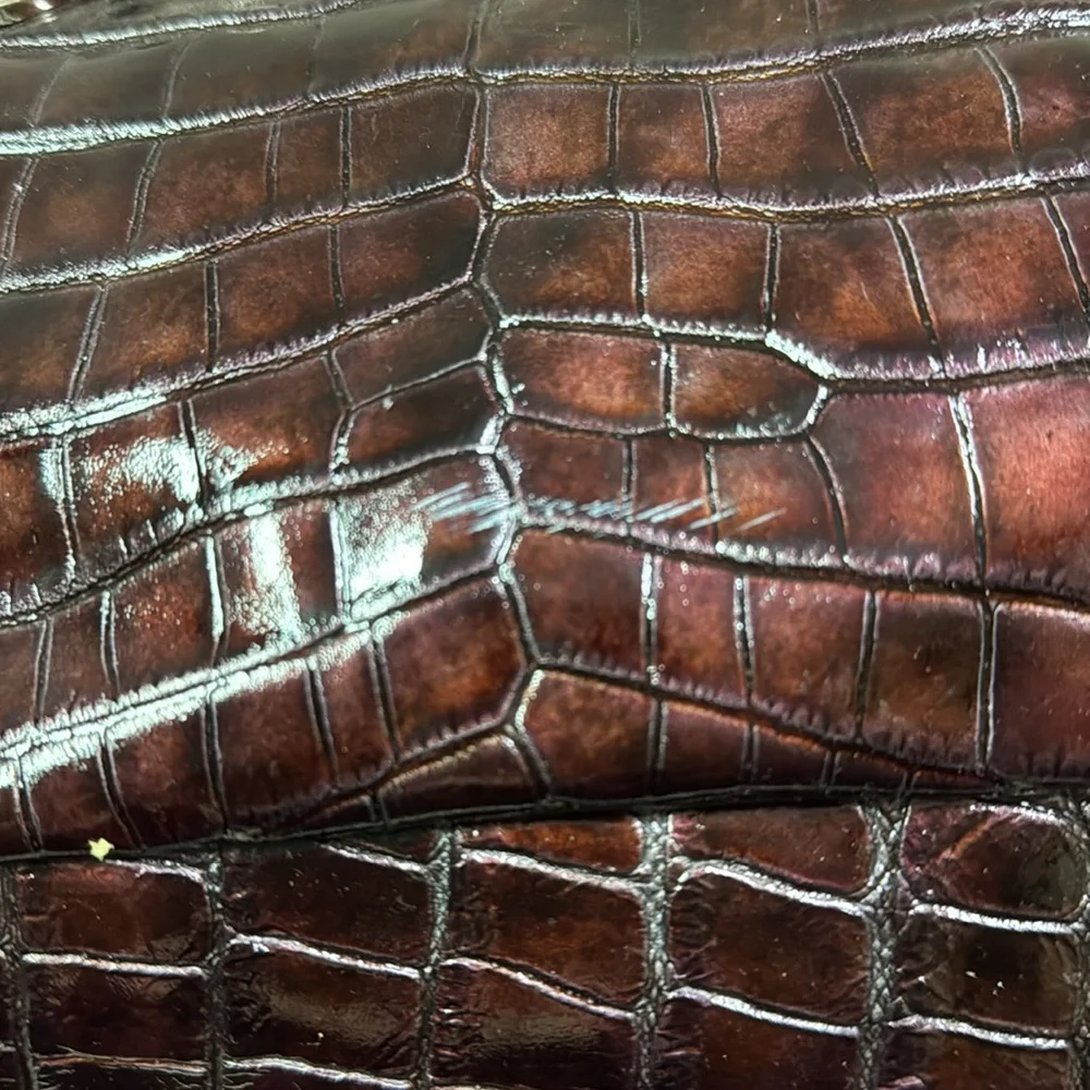 Women’s Marco Buggiani Brown Croc Patent Leather Satchel Bag